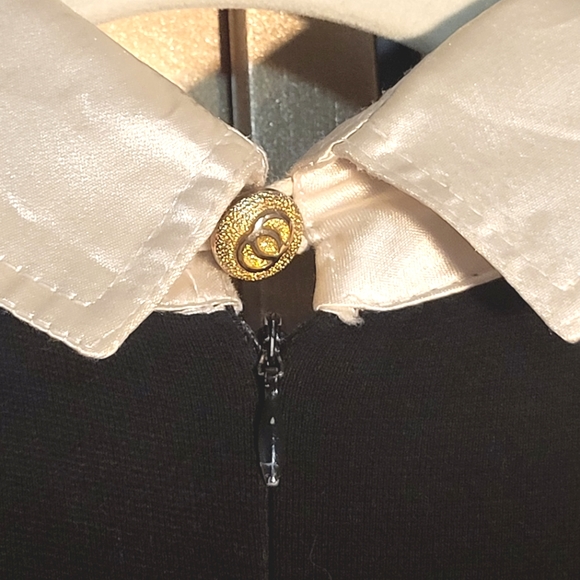 VINTAGE PATRICIA FORGEAL Mesh Sweater Dress with Satin Collar & Cuff - Picture 13 of 16